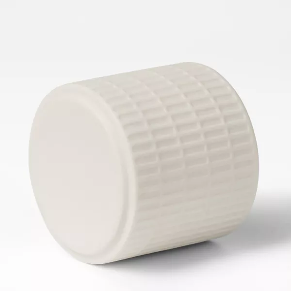 Milky White Grid-Patterned Ceramic Candle Holders